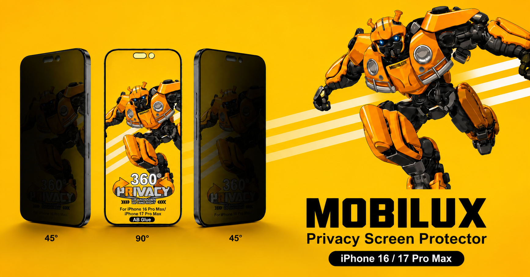 Privacy Screen Protector for iPhone 16 Pro Max & 17 Pro Max