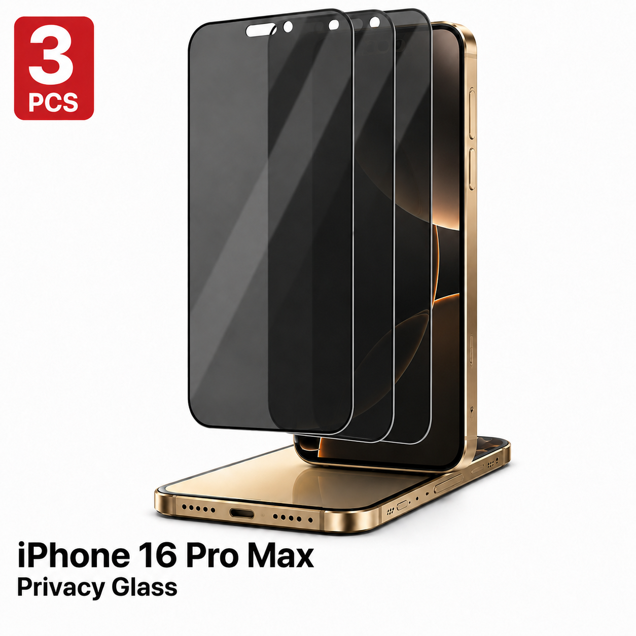 iPhone 16 Pro Max/17 Pro Max Privacy Displayschutzfolie Full Cover mit AB-Kleber – 9H Hartglas