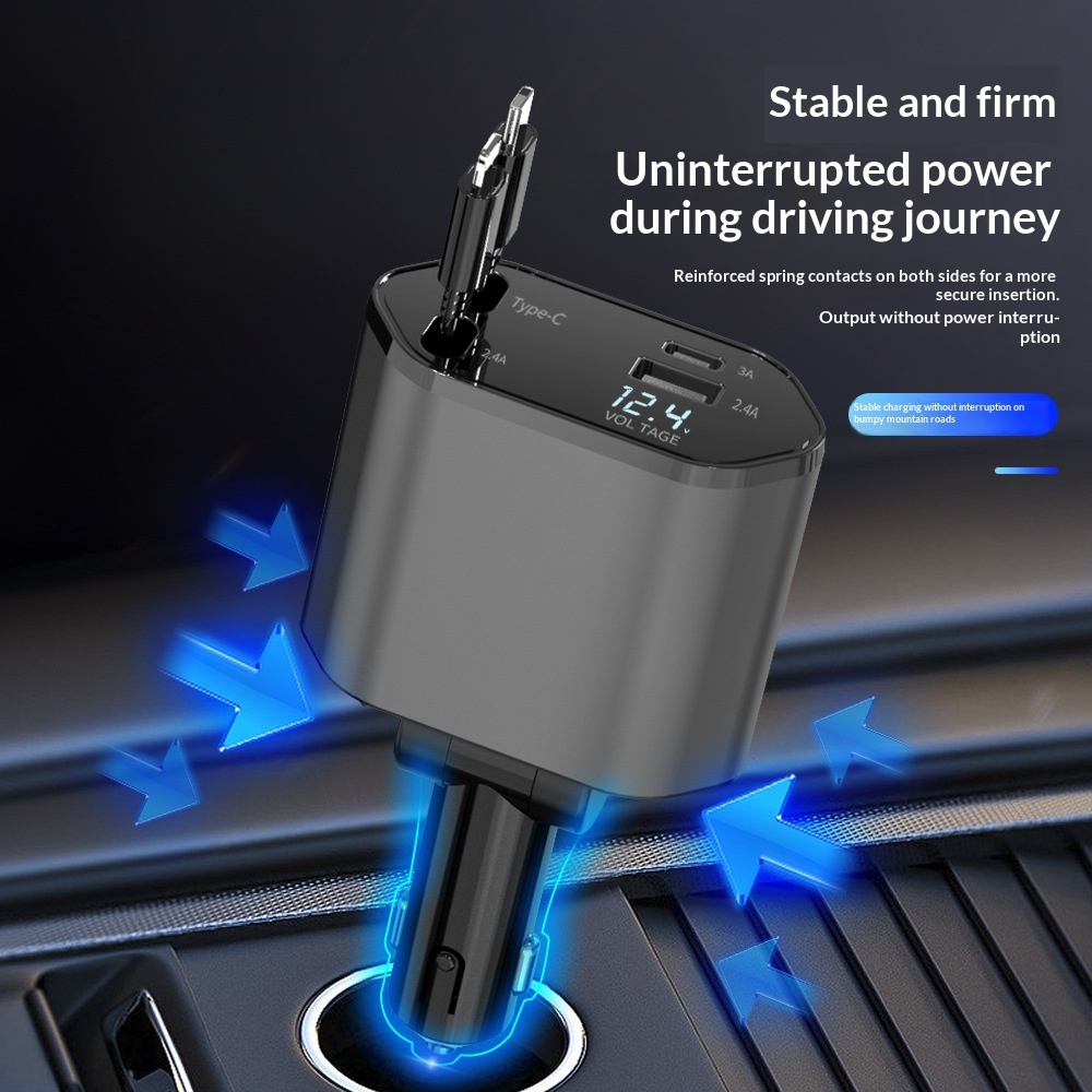 4-in-1 Auto-Ladegerät 120W – Schnellladegerät fürs Auto mit USB-C-Kabel – Bild 5