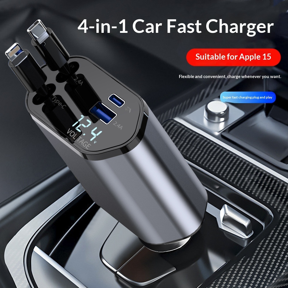 4-in-1 Auto-Ladegerät 120W – Schnellladegerät fürs Auto mit USB-C-Kabel – Bild 6