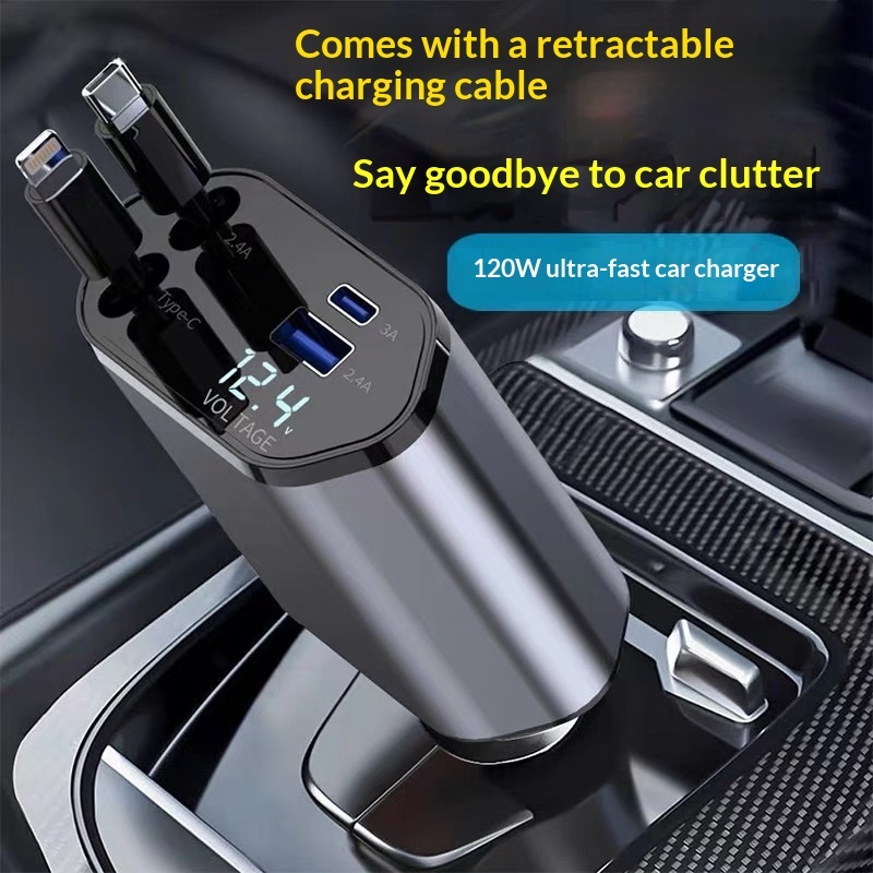 4-in-1 Auto-Ladegerät 120W – Schnellladegerät fürs Auto mit USB-C-Kabel – Bild 8