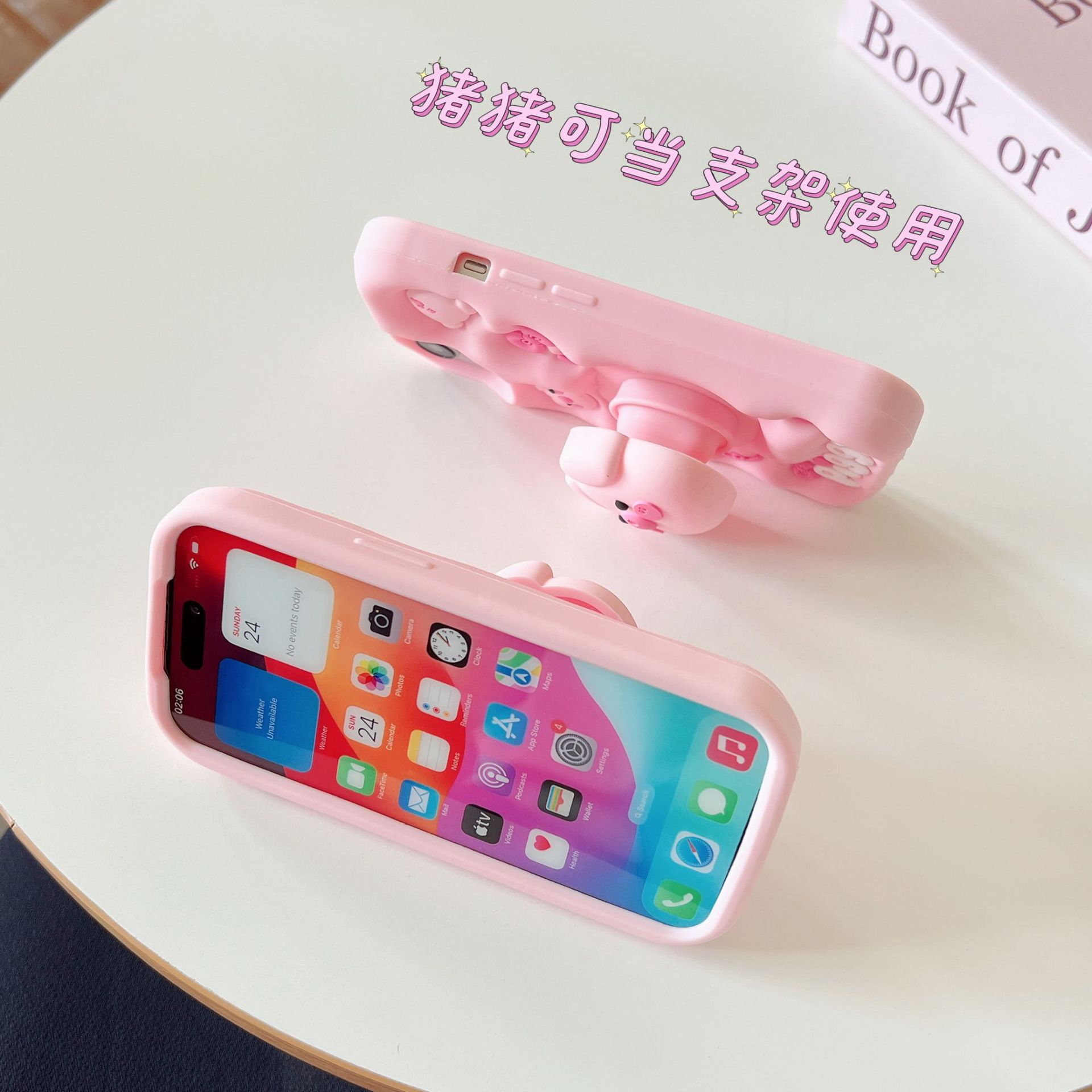 Protective Case with Stand for iPhone 17 Pro Max, Pink Pig Design, Full Coverage Shockproof Case for iPhone 15/14/13/12 Pro – Bild 3