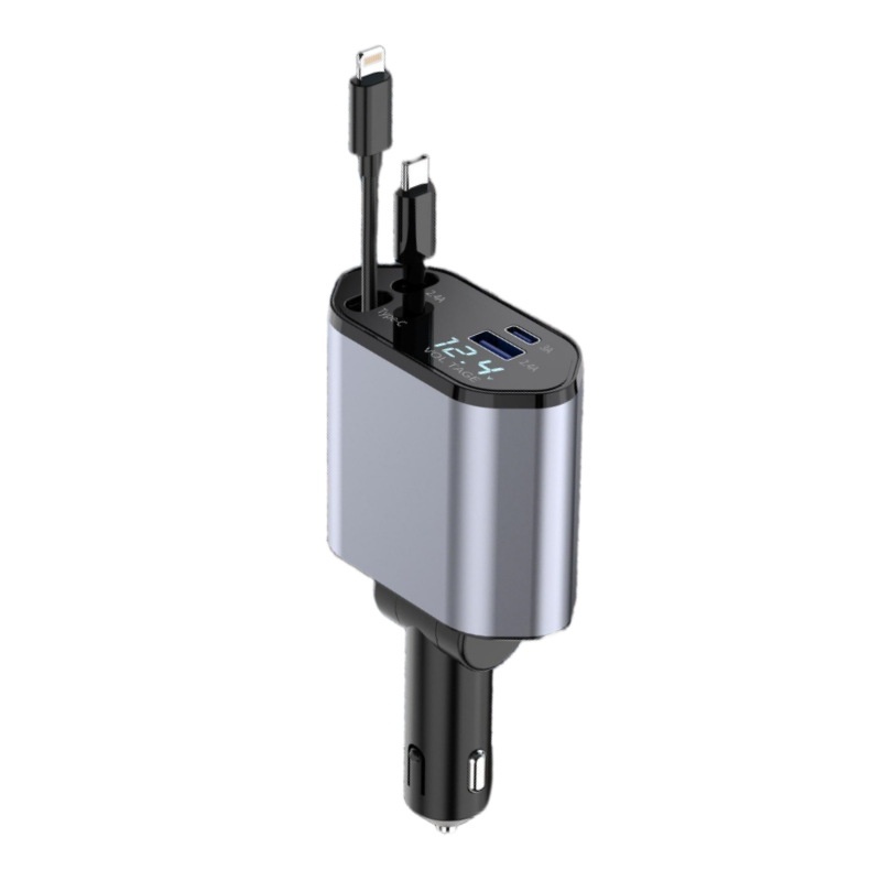 4-in-1 Auto-Ladegerät 120W – Schnellladegerät fürs Auto mit USB-C-Kabel – Bild 3