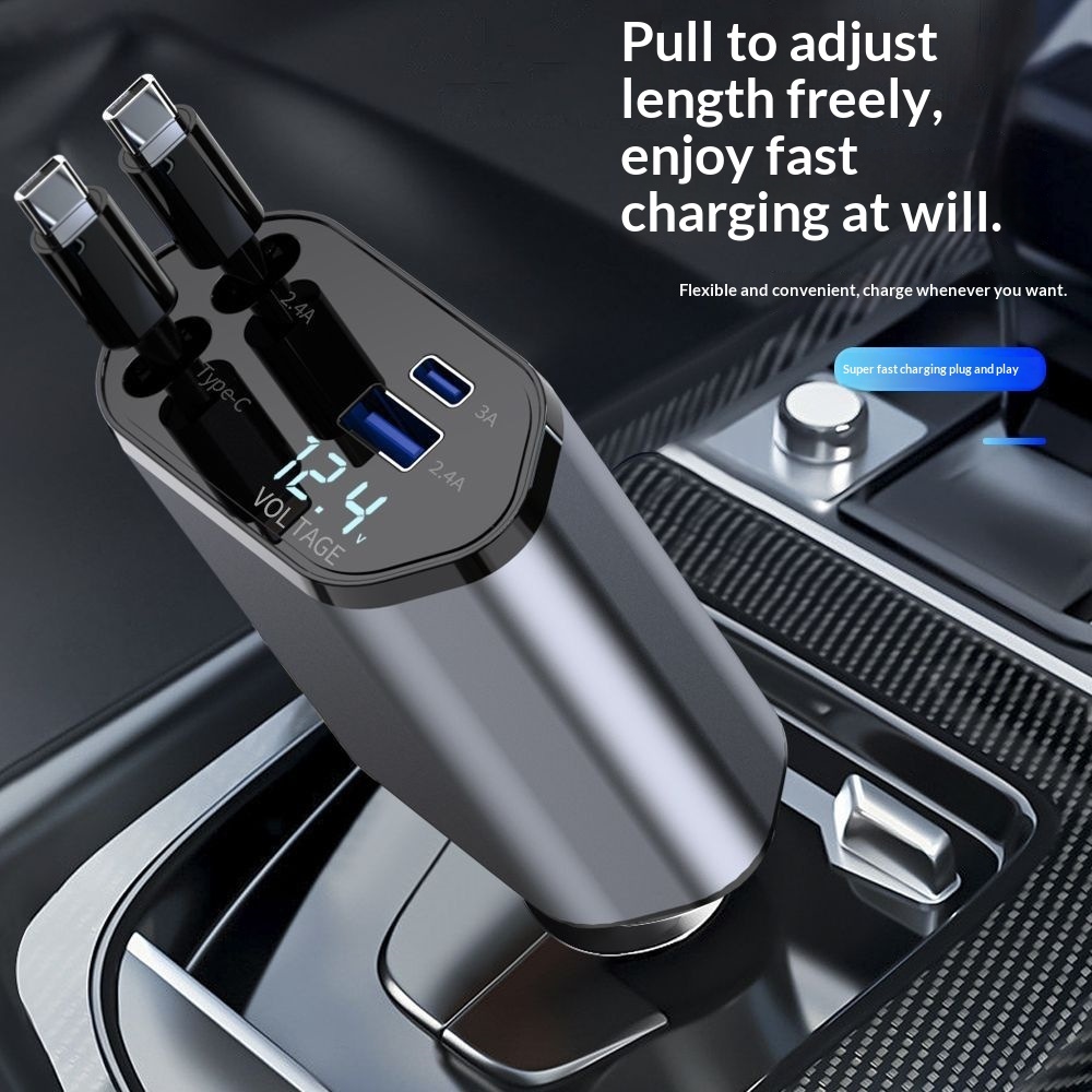 4-in-1 Auto-Ladegerät 120W – Schnellladegerät fürs Auto mit USB-C-Kabel – Bild 2
